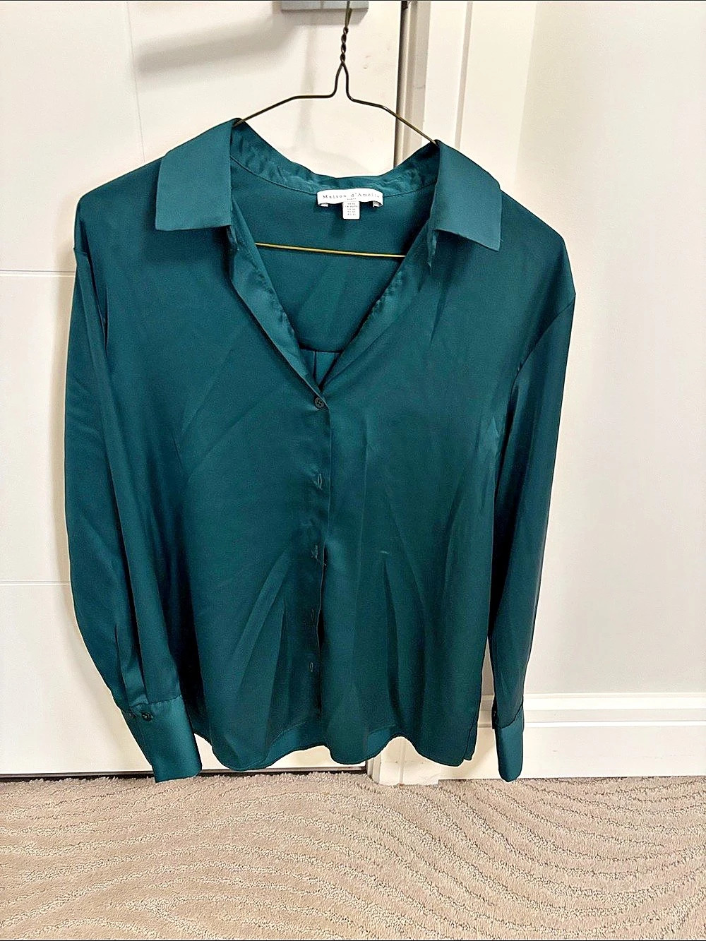 Maison d'Amélie Long Sleeve Blouse in Green Size XS Like New